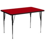36''W x 72''L Rectangular Activity Table with Red Thermal Fused Laminate Top and Standard Height Adjustable Legs [XU-A3672-REC-RED-T-A-GG]