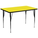 36''W x 72''L Rectangular Activity Table with 1.25'' Thick High Pressure Yellow Laminate Top and Standard Height Adjustable Legs [XU-A3672-REC-YEL-H-A-GG]