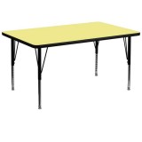 36''W x 72''L Rectangular Activity Table with Yellow Thermal Fused Laminate Top and Height Adjustable Pre-School Legs [XU-A3672-REC-YEL-T-P-GG]