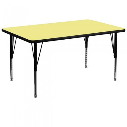 36''W x 72''L Rectangular Activity Table with Yellow Thermal Fused Laminate Top and Height Adjustable Pre-School Legs [XU-A3672-REC-YEL-T-P-GG]