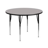 42'' Round Activity Table with 1.25'' Thick High Pressure Grey Laminate Top and Standard Height Adjustable Legs [XU-A42-RND-GY-H-A-GG]