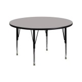 42'' Round Activity Table with 1.25'' Thick High Pressure Grey Laminate Top and Height Adjustable Pre-School Legs [XU-A42-RND-GY-H-P-GG]