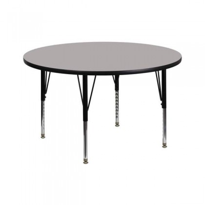 42'' Round Activity Table with 1.25'' Thick High Pressure Grey Laminate Top and Height Adjustable Pre-School Legs [XU-A42-RND-GY-H-P-GG]