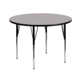 42'' Round Activity Table with Grey Thermal Fused Laminate Top and Standard Height Adjustable Legs [XU-A42-RND-GY-T-A-GG]