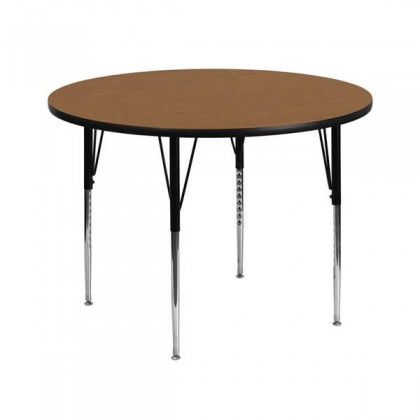 42'' Round Activity Table with Oak Thermal Fused Laminate Top and Standard Height Adjustable Legs [XU-A42-RND-OAK-T-A-GG]