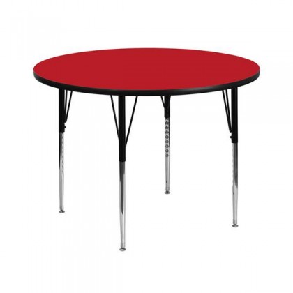 42'' Round Activity Table with 1.25'' Thick High Pressure Red Laminate Top and Standard Height Adjustable Legs [XU-A42-RND-RED-H-A-GG]