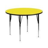 42'' Round Activity Table with 1.25'' Thick High Pressure Yellow Laminate Top and Standard Height Adjustable Legs [XU-A42-RND-YEL-H-A-GG]