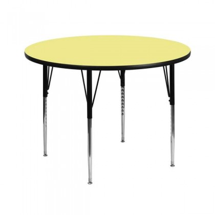 42'' Round Activity Table with Yellow Thermal Fused Laminate Top and Standard Height Adjustable Legs [XU-A42-RND-YEL-T-A-GG]