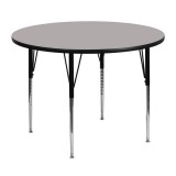 48'' Round Activity Table with 1.25'' Thick High Pressure Grey Laminate Top and Standard Height Adjustable Legs [XU-A48-RND-GY-H-A-GG]