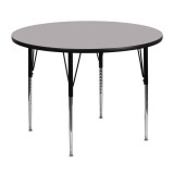 48'' Round Activity Table with Grey Thermal Fused Laminate Top and Standard Height Adjustable Legs [XU-A48-RND-GY-T-A-GG]