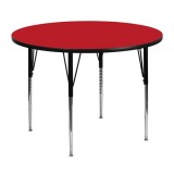 48'' Round Activity Table with 1.25'' Thick High Pressure Red Laminate Top and Standard Height Adjustable Legs [XU-A48-RND-RED-H-A-GG]