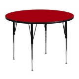 48'' Round Activity Table with Red Thermal Fused Laminate Top and Standard Height Adjustable Legs [XU-A48-RND-RED-T-A-GG]