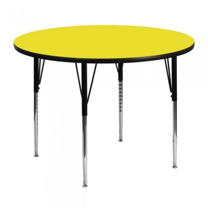 48'' Round Activity Table with 1.25'' Thick High Pressure Yellow Laminate Top and Standard Height Adjustable Legs [XU-A48-RND-YEL-H-A-GG]