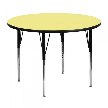 48'' Round Activity Table with Yellow Thermal Fused Laminate Top and Standard Height Adjustable Legs [XU-A48-RND-YEL-T-A-GG]