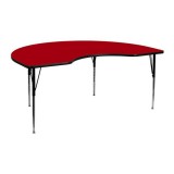 48''W x 72''L Kidney Shaped Activity Table with Red Thermal Fused Laminate Top and Standard Height Adjustable Legs [XU-A4872-KIDNY-RED-T-A-GG]