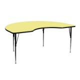 48''W x 72''L Kidney Shaped Activity Table with Yellow Thermal Fused Laminate Top and Standard Height Adjustable Legs [XU-A4872-KIDNY-YEL-T-A-GG]