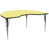 48''W x 96''L Kidney Shaped Activity Table with Yellow Thermal Fused Laminate Top and Standard Height Adjustable Legs [XU-A4896-KIDNY-YEL-T-A-GG]