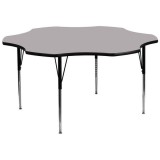 60'' Flower Shaped Activity Table with Grey Thermal Fused Laminate Top and Standard Height Adjustable Legs [XU-A60-FLR-GY-T-A-GG]