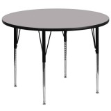 60'' Round Activity Table with Grey Thermal Fused Laminate Top and Standard Height Adjustable Legs [XU-A60-RND-GY-T-A-GG]