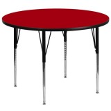 60'' Round Activity Table with Red Thermal Fused Laminate Top and Standard Height Adjustable Legs [XU-A60-RND-RED-T-A-GG]