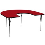 60''W x 66''L Horseshoe Activity Table with Red Thermal Fused Laminate Top and Standard Height Adjustable Legs [XU-A6066-HRSE-RED-T-A-GG]
