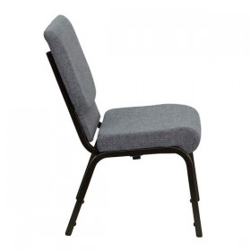 HERCULES Series 18.5'' W Gray Fabric Stacking Church Chair with 4.25'' Thick Seat - Gold Vein Frame [XU-CH-60096-BEIJING-GY-GG]