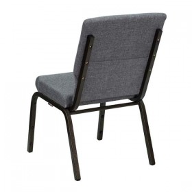 HERCULES Series 18.5'' W Gray Fabric Stacking Church Chair with 4.25'' Thick Seat - Gold Vein Frame [XU-CH-60096-BEIJING-GY-GG]
