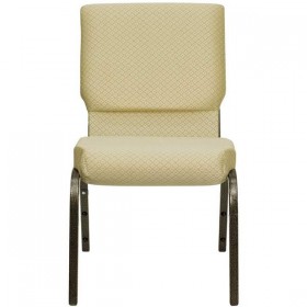 HERCULES Series 18.5''W Beige Patterned Fabric Stacking Church Chair with 4.25'' Thick Seat - Gold Vein Frame [XU-CH-60096-BGE-GG]