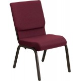 HERCULES Series 18.5''W Burgundy Patterned Fabric Stacking Church Chair with 4.25'' Thick Seat - Gold Vein Frame [XU-CH-60096-BYXY56-GG]