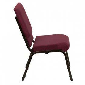 HERCULES Series 18.5''W Burgundy Patterned Fabric Stacking Church Chair with 4.25'' Thick Seat - Gold Vein Frame [XU-CH-60096-BYXY56-GG]