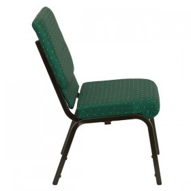 HERCULES Series 18.5''W Green Patterned Fabric Stacking Church Chair with 4.25'' Thick Seat - Gold Vein Frame [XU-CH-60096-GN-GG]