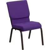 HERCULES Series 18.5''W Purple Fabric Stacking Church Chair with 4.25'' Thick Seat - Gold Vein Frame [XU-CH-60096-PU-GG]