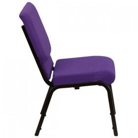 HERCULES Series 18.5''W Purple Fabric Stacking Church Chair with 4.25'' Thick Seat - Gold Vein Frame [XU-CH-60096-PU-GG]
