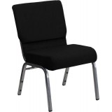HERCULES Series 21'' Extra Wide Black Stacking Church Chair with 3.75'' Thick Seat - Silver Vein Frame [XU-CH0221-BK-SV-GG]