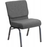 HERCULES Series 21'' Extra Wide Gray Stacking Church Chair with 3.75'' Thick Seat - Silver Vein Frame [XU-CH0221-GY-SV-GG]