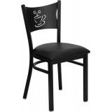 HERCULES Series Black Coffee Back Metal Restaurant Chair - Black Vinyl Seat [XU-DG-60099-COF-BLKV-GG]
