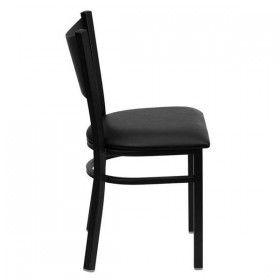 HERCULES Series Black Coffee Back Metal Restaurant Chair - Black Vinyl Seat [XU-DG-60099-COF-BLKV-GG]