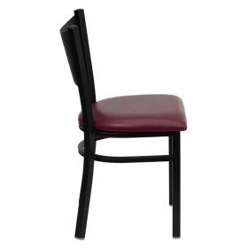HERCULES Series Black Coffee Back Metal Restaurant Chair - Burgundy Vinyl Seat [XU-DG-60099-COF-BURV-GG]