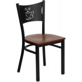 HERCULES Series Black Coffee Back Metal Restaurant Chair - Cherry Wood Seat [XU-DG-60099-COF-CHYW-GG]