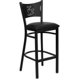 HERCULES Series Black Coffee Back Metal Restaurant Bar Stool - Black Vinyl Seat [XU-DG-60114-COF-BAR-BLKV-GG]