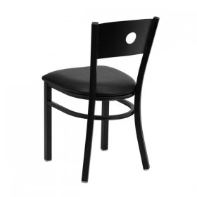 HERCULES Series Black Circle Back Metal Restaurant Chair - Black Vinyl Seat [XU-DG-60119-CIR-BLKV-GG]
