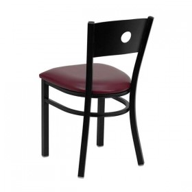 HERCULES Series Black Circle Back Metal Restaurant Chair - Burgundy Vinyl Seat [XU-DG-60119-CIR-BURV-GG]