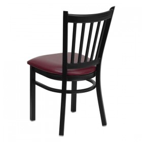HERCULES Series Black Vertical Back Metal Restaurant Chair - Burgundy Vinyl Seat [XU-DG-6Q2B-VRT-BURV-GG]