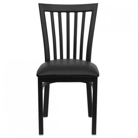 HERCULES Series Black School House Back Metal Restaurant Chair - Black Vinyl Seat [XU-DG6Q4BSCH-BLKV-GG]