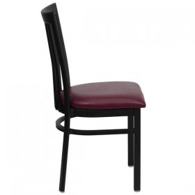 HERCULES Series Black School House Back Metal Restaurant Chair - Burgundy Vinyl Seat [XU-DG6Q4BSCH-BURV-GG]
