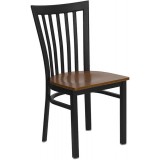 HERCULES Series Black School House Back Metal Restaurant Chair - Cherry Wood Seat [XU-DG6Q4BSCH-CHYW-GG]