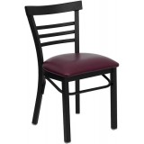 HERCULES Series Black Ladder Back Metal Restaurant Chair - Burgundy Vinyl Seat [XU-DG6Q6B1LAD-BURV-GG]