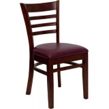 HERCULES Series Mahogany Finished Ladder Back Wooden Restaurant Chair - Burgundy Vinyl Seat [XU-DGW0005LAD-MAH-BURV-GG]