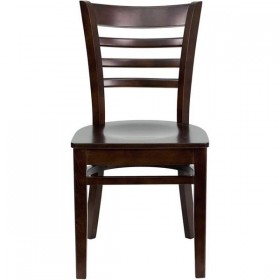 HERCULES Series Walnut Finished Ladder Back Wooden Restaurant Chair [XU-DGW0005LAD-WAL-GG]