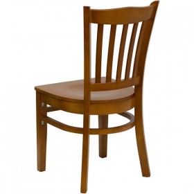 HERCULES Series Cherry Finished Vertical Slat Back Wooden Restaurant Chair [XU-DGW0008VRT-CHY-GG]